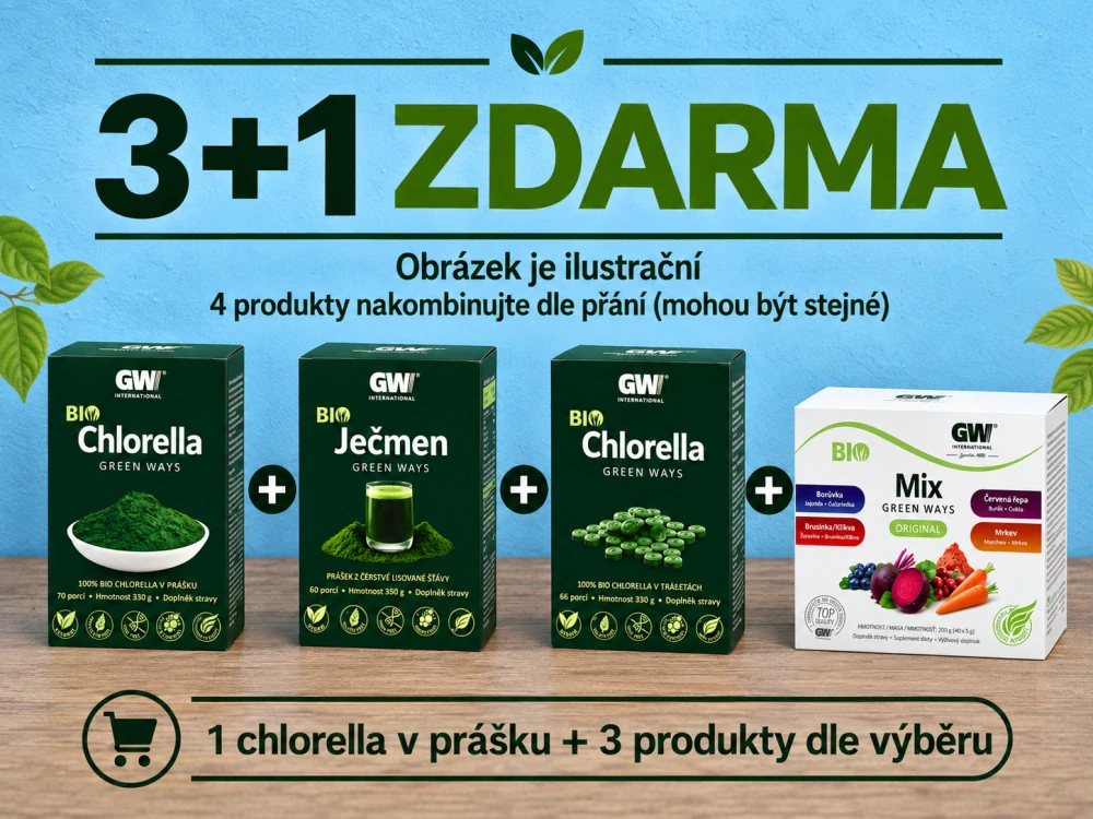 Chlorella v prášku v režimu 3+1 zdarma